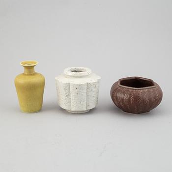 Gunnar Nylund, vaser, 5 st och skål, stengods, Rörstrand.