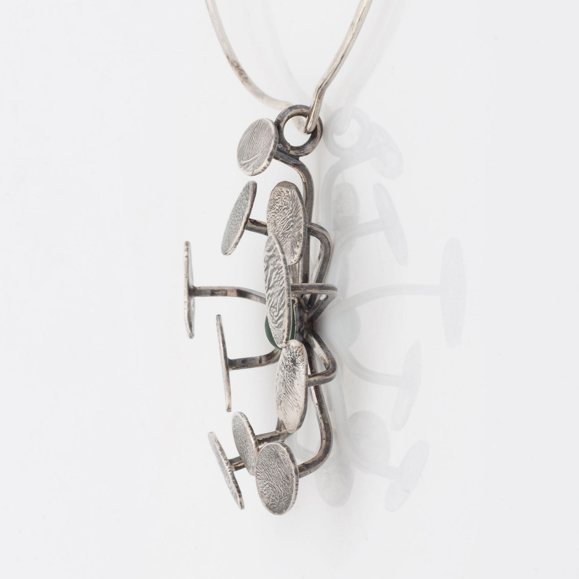 Collier silver med malakit,  Brødrene Bjerring Denmark.