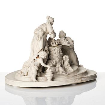 An Italian bisquit porcelain figure group with the arms of Savojen, Vinovo, marked 1817.