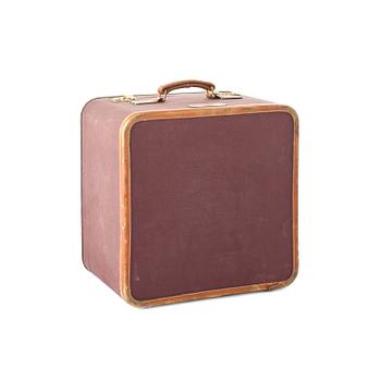 701. T ANTHONY Ltd, a aubergine canvas shoe suitcase from the 1970s.