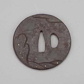 TSUBA, järn, Japan, 1800-tal.