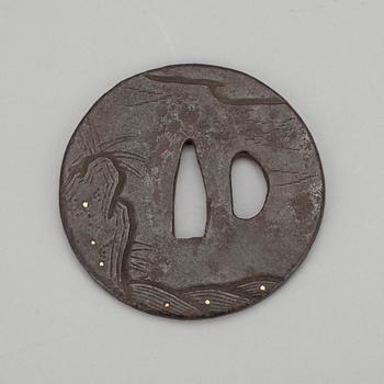 TSUBA, järn, Japan, 1800-tal.