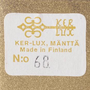 VÄGGLAMPETTER, 2 st, glas och metall,  KER-LUX, Mänttä, N:o 68, Finland, 1970-tal.