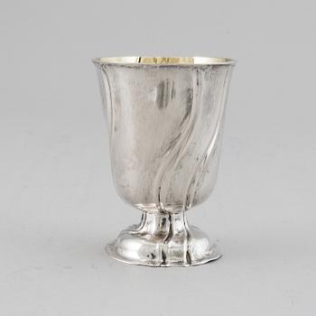 A mid 18th century parcel-gilt silver beaker, marked Kronstadt.