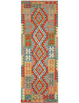A runner carpet, Kilim, c. 253 x 80 cm.