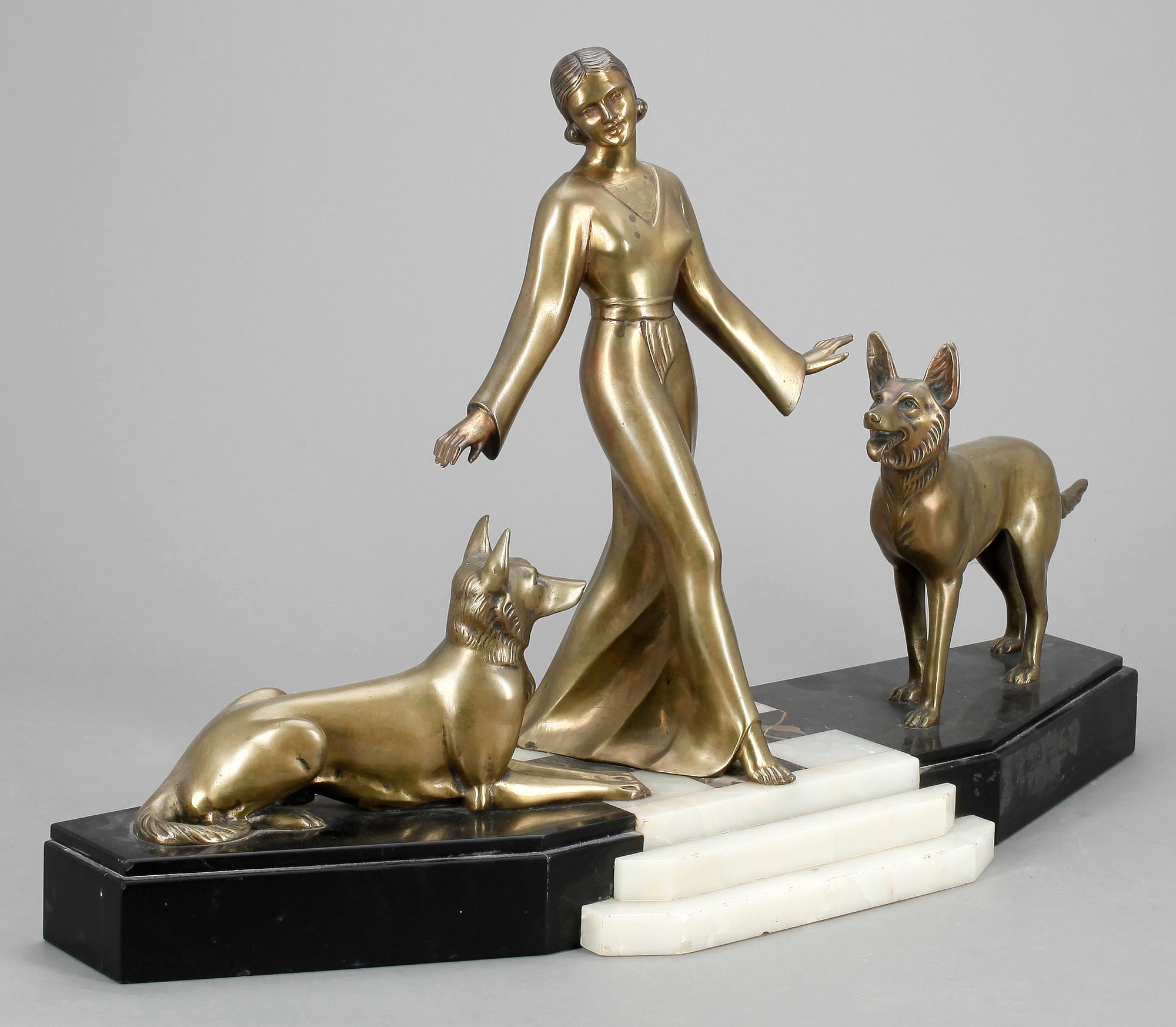 J. BRAULT, skulptur, brons, art déco, signerad.