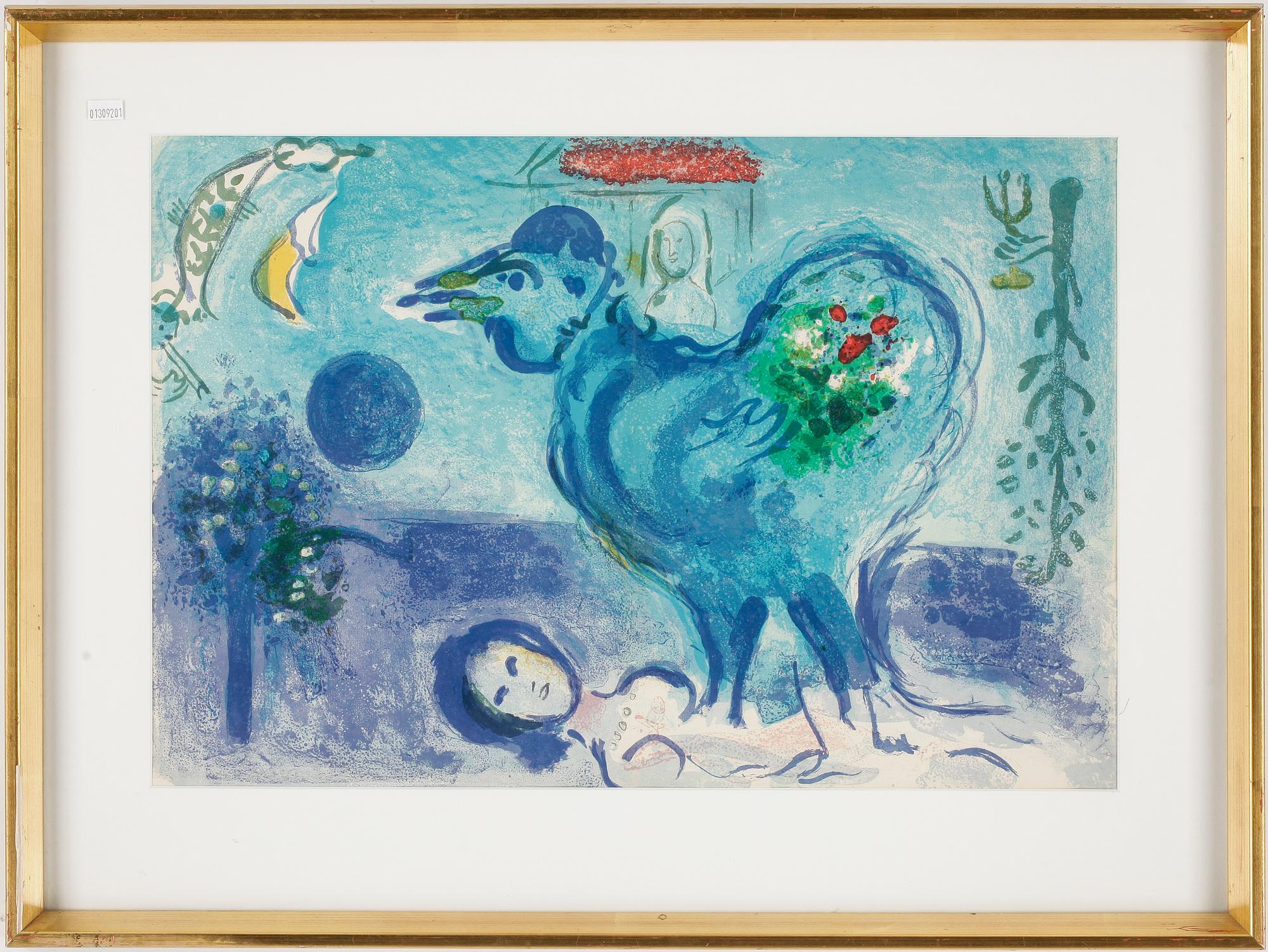 MARC CHAGALL, färglitografi, 1958, ur Derrièr le miroir.