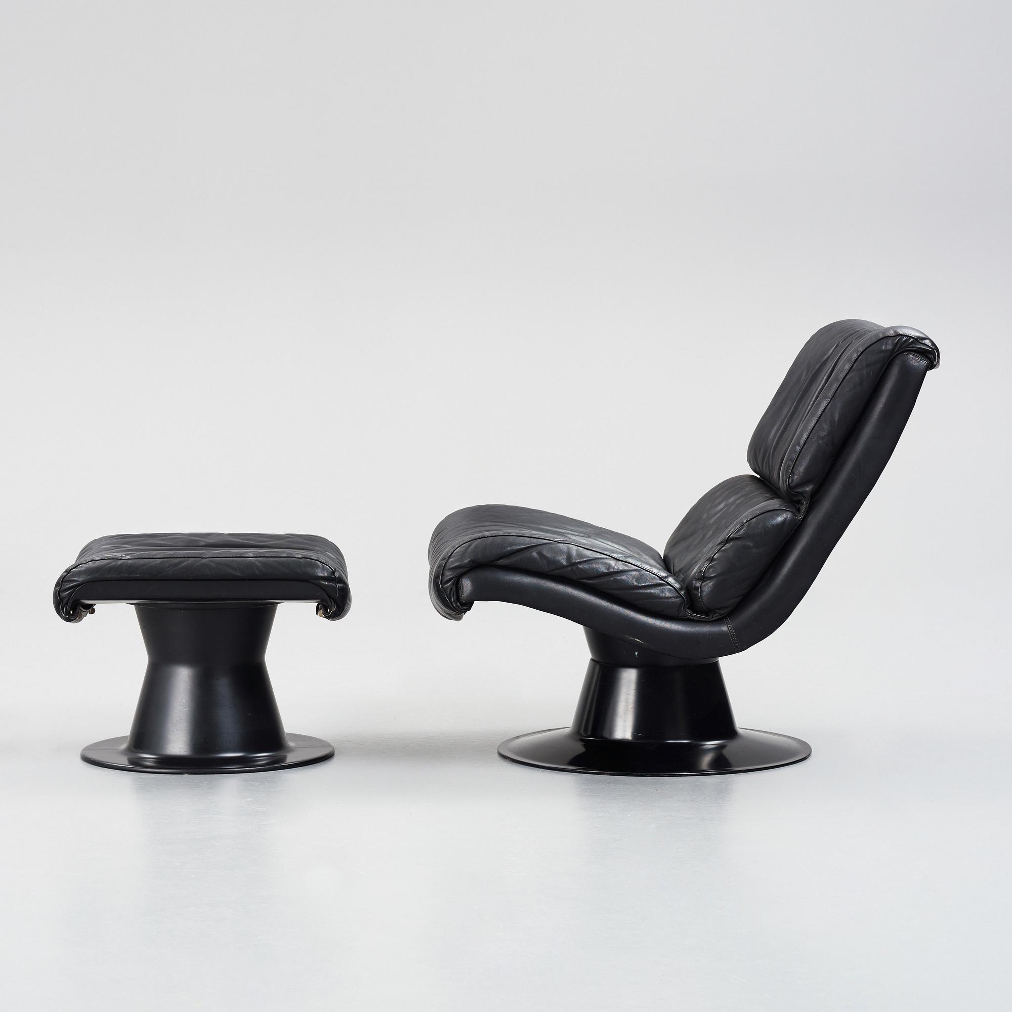 Yrjö Kukkapuro, a 'Saturnus' easy chair and ottoman, Haimi, Finland 1970's. From the estate of Timo Sarpaneva.