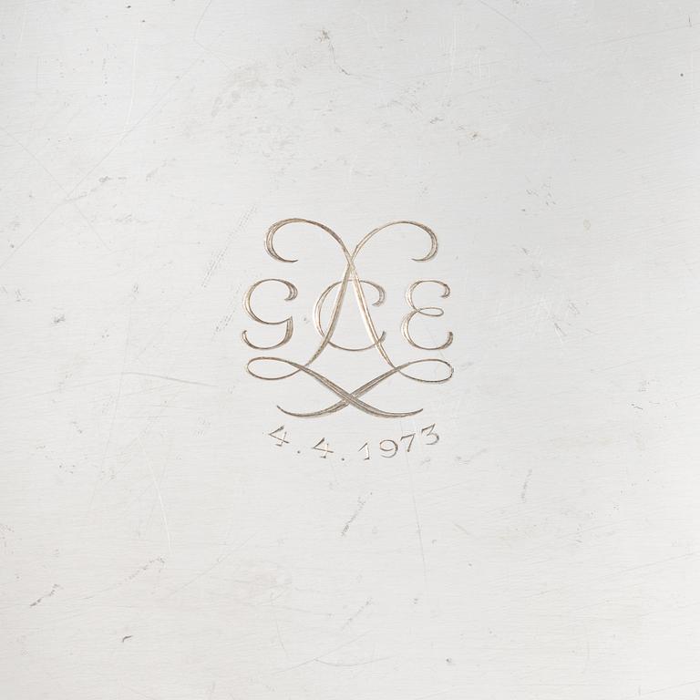 Atelier Borgila, a sterling silver tray, Stockholm 1973.