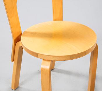 ALVAR AALTO, stolar, 2 st, modell 66, Artek, 1900-talets andra hälft.