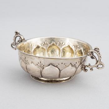 Johan Wallman, brännvinskål, silver, barock, Varberg 1719.