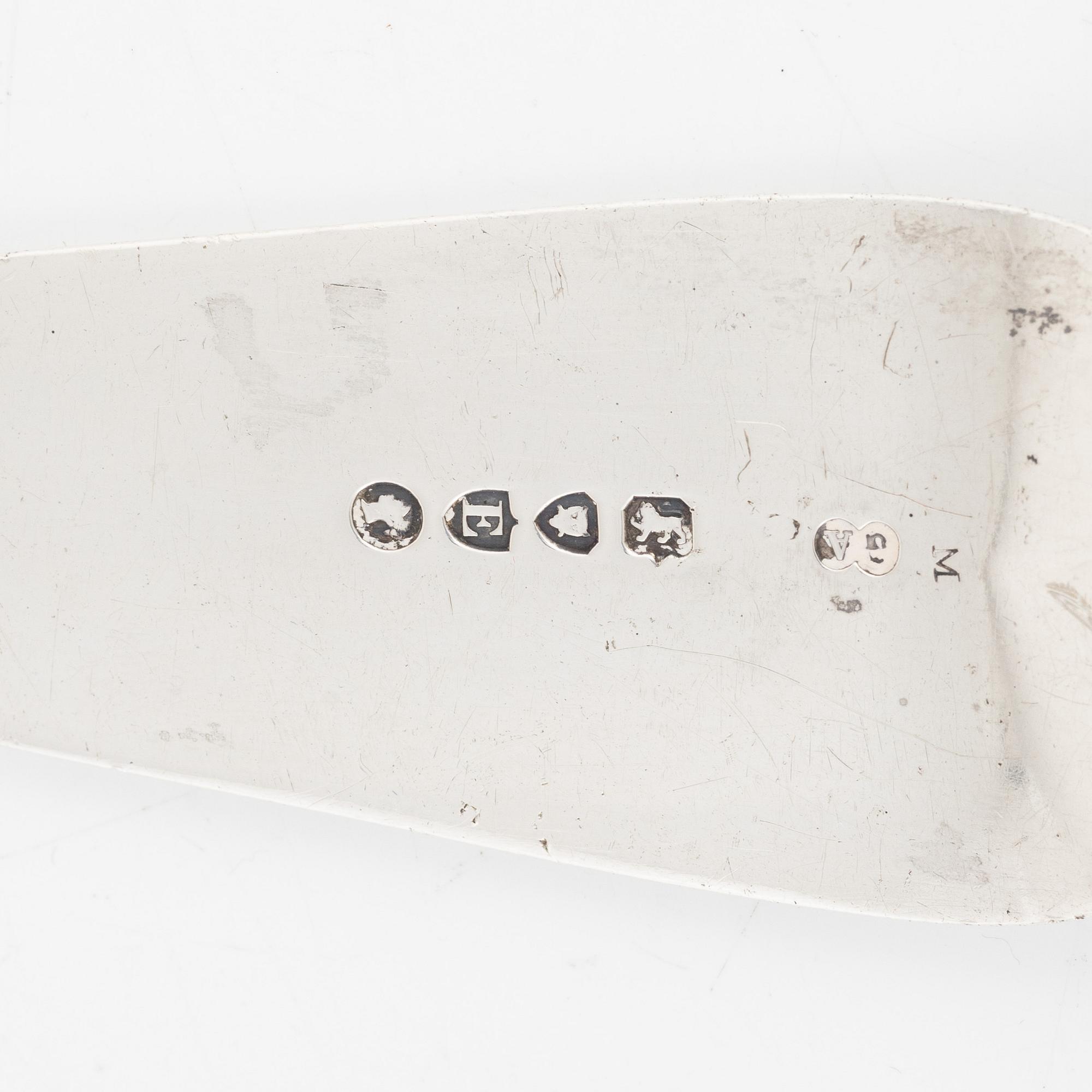 Raguskedar, 2 st, samt soppslev, silver, bl a Elizabeth & John Eaton, London 1859.