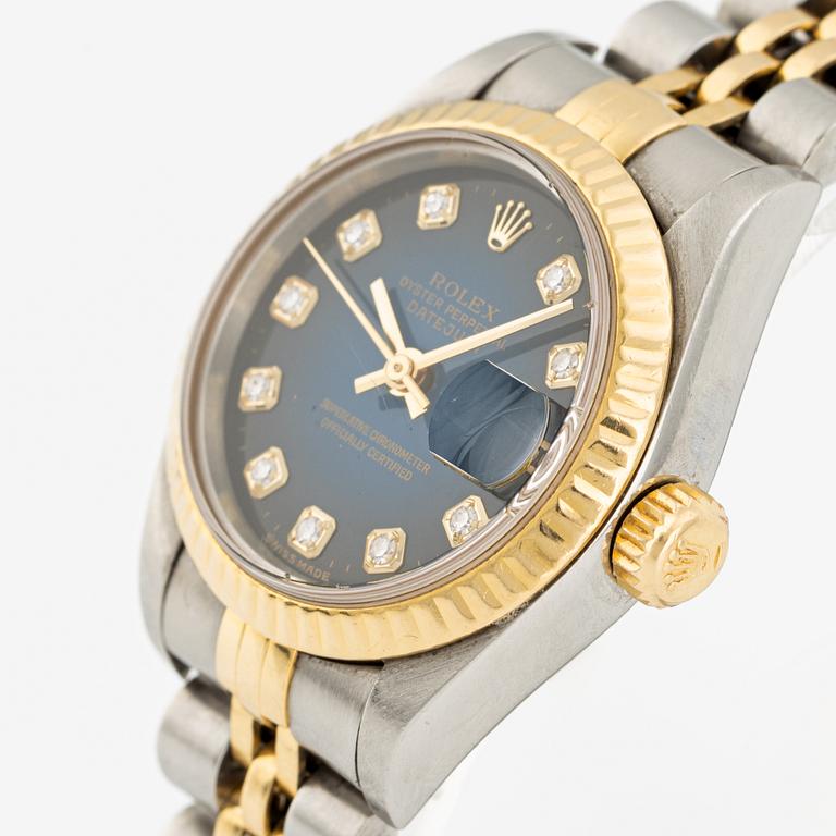 Rolex, Oyster Perpetual, Datejust, "Blue Diamond Vignette Dial", armbandsur, 26 mm.