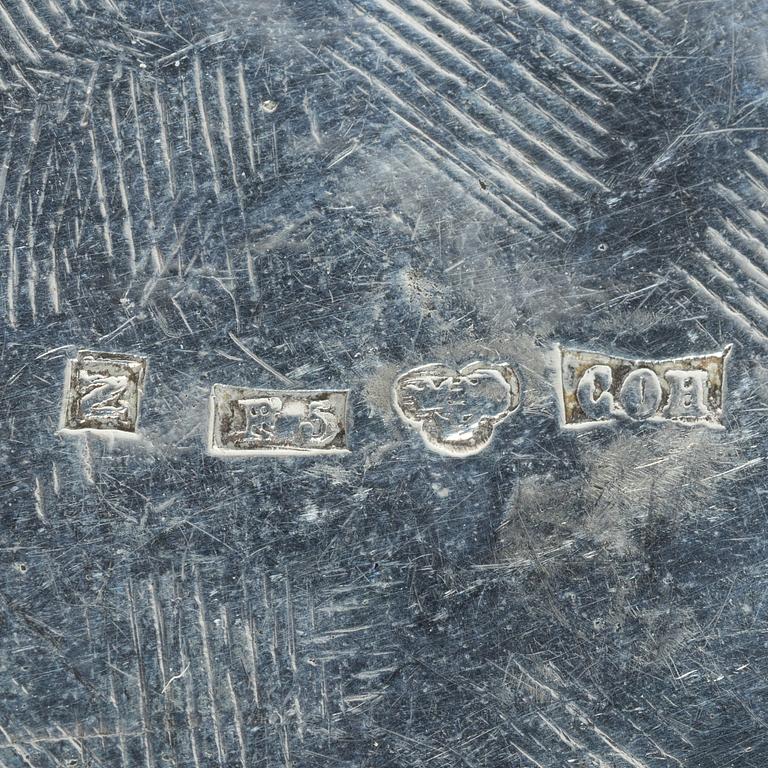 Six 19th century silver boxes.