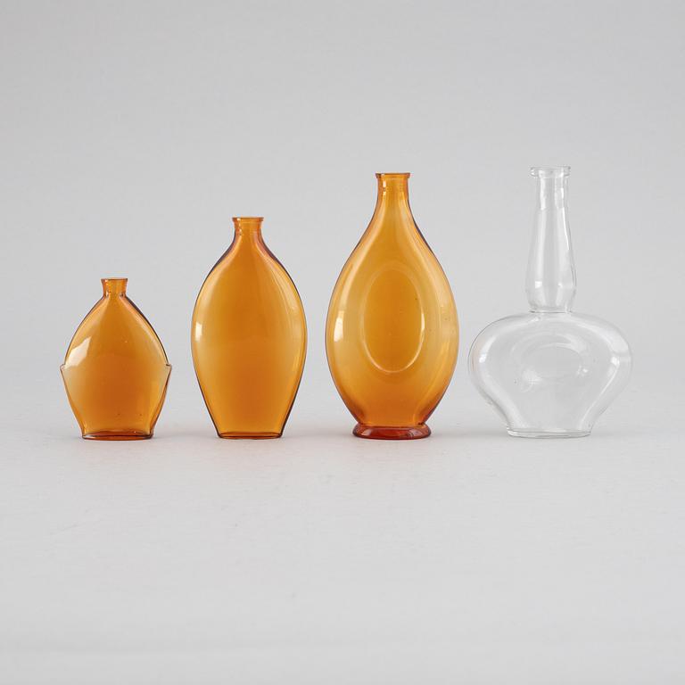 Edvin Ollers, a group of four glass perfume flasks, circa 1930.