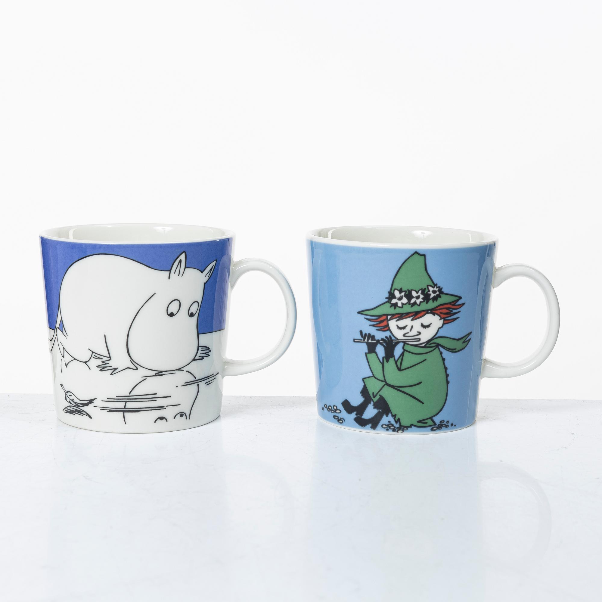 Arabia, 29 Moomin mugs, Finland.
