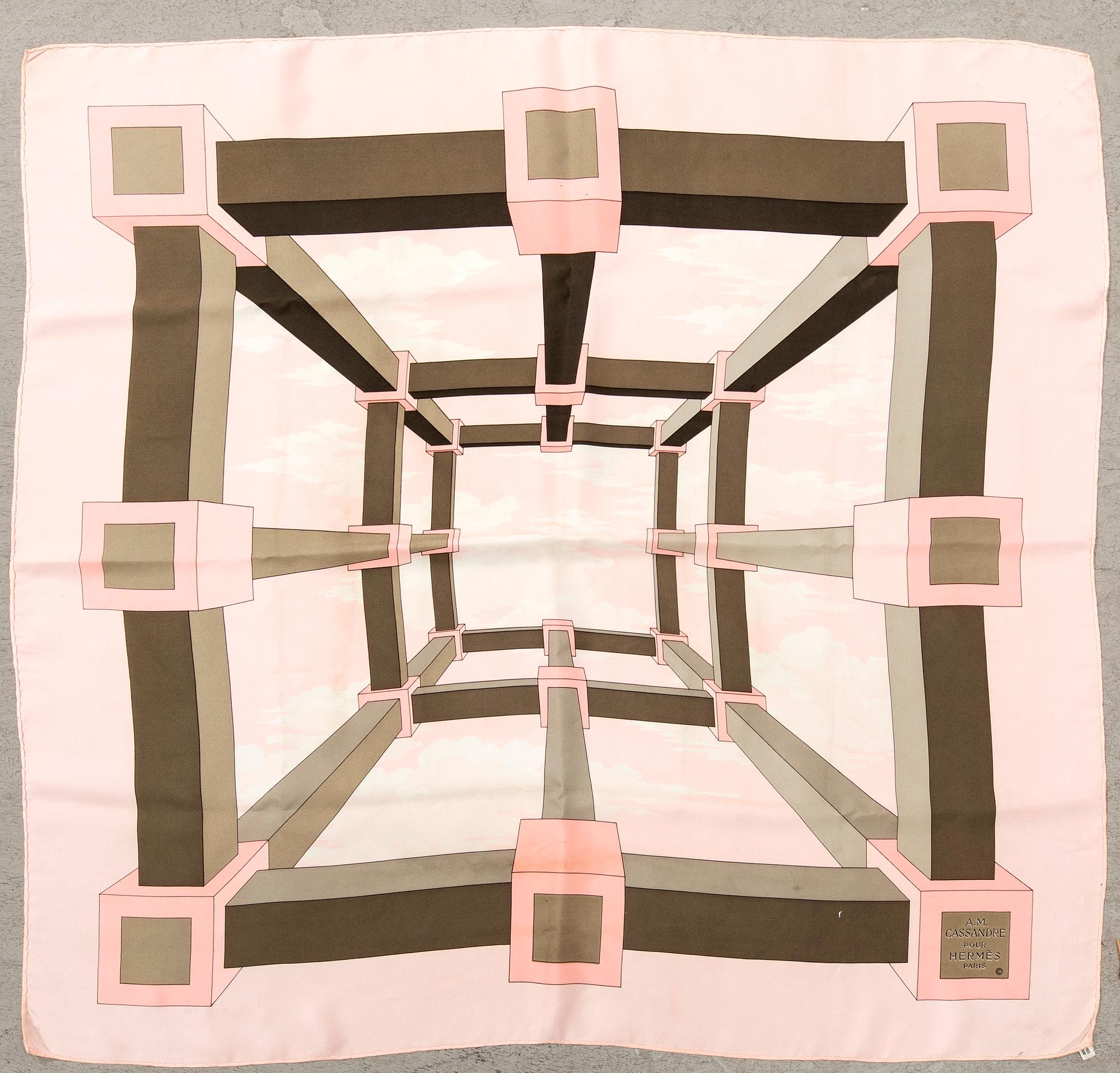 Hermès, a pair of silk scarves.