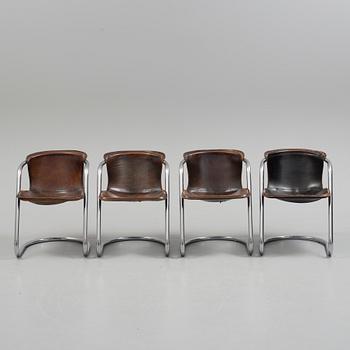 Four 1970s  'Cidue' chairs by Willy Rizzo, Italy.