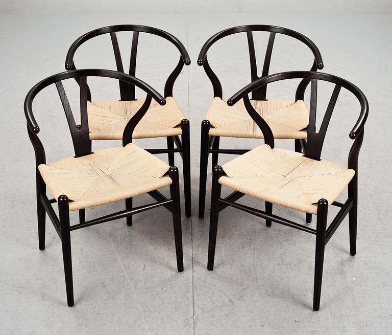 KARMSTOLAR, 4 st, Y-stolen, formgivna av Hans Wegner 1950, tillverkade av Carl Hansen & Son Aarup.