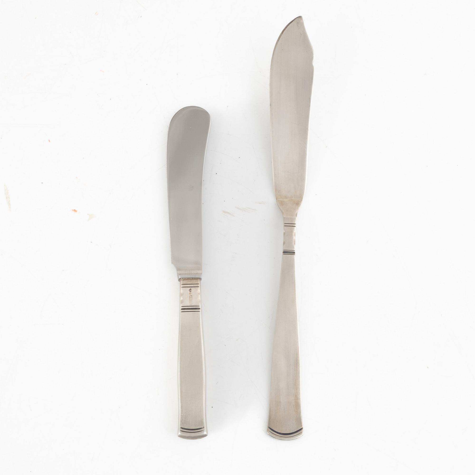 Jacob Ängman, bestickuppsättning, 98 delar, silver, "Rosenholm", Guldsmedsaktiebolaget, Stockholm 1960-80-tal.