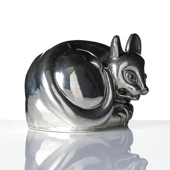 Estrid Ericson, a pewter sculpture of a Siamese cat, Firma Svenskt Tenn, Stockholm, 1968.