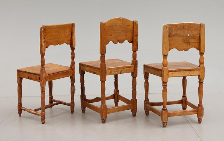 STOLAR, 3 st, snarlika, allmoge, 1800-tal.