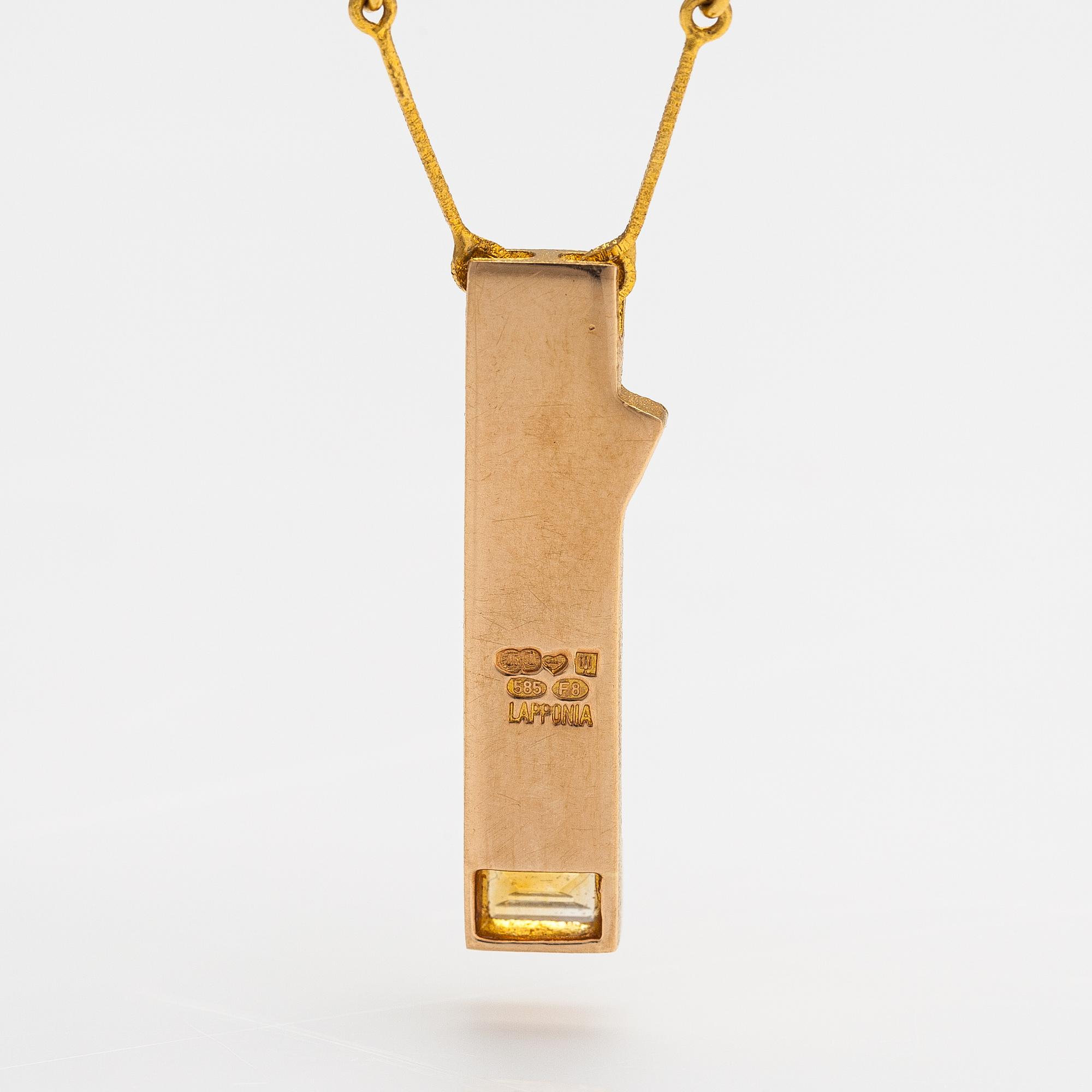 Björn Weckström, A 14K gold necklace "Faro" with a citrine. Lapponia 1983.