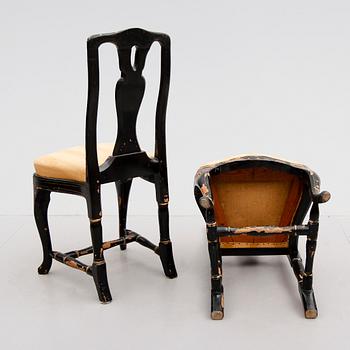 STOLAR, 1 par, rokoko, herrgårdstillverkning, 1800-tal.