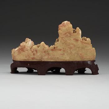 A Chinese soapstone sculpture of a landscape, 20th Century.