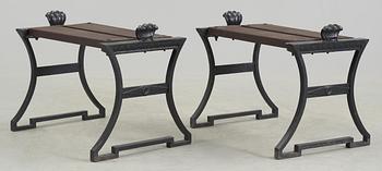 FOLKE BENSOW, taburetter, ett par, "Trädgårdsmöbel no 2", Näfveqvarns bruk.