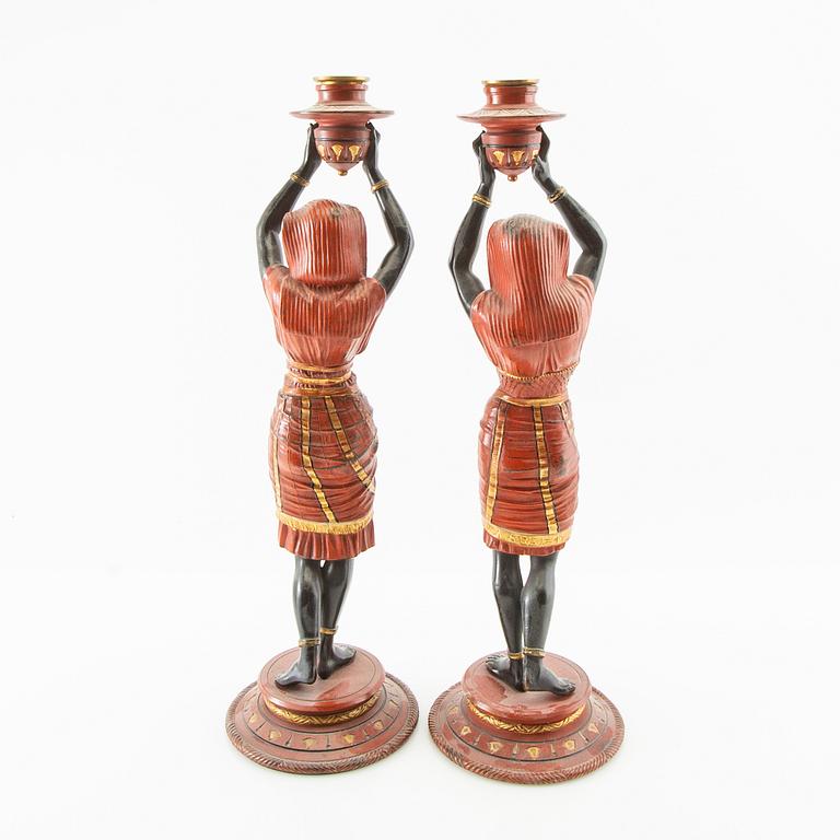 Candelsticks, a pair, circa 1900, marked Blackamoor.