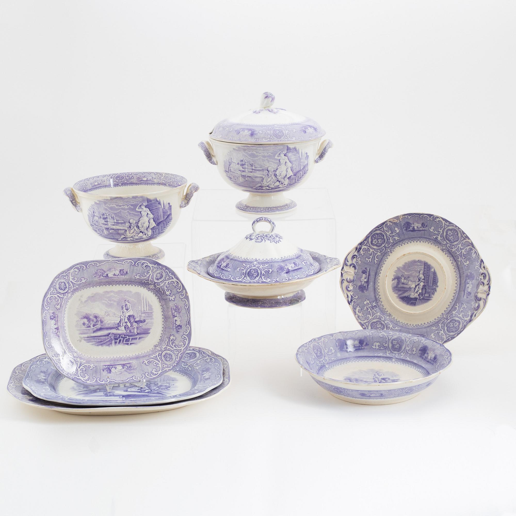 Servis, 122 delar, flintgods, "Carrara", Gustavsberg, i produktion 1860-1908.