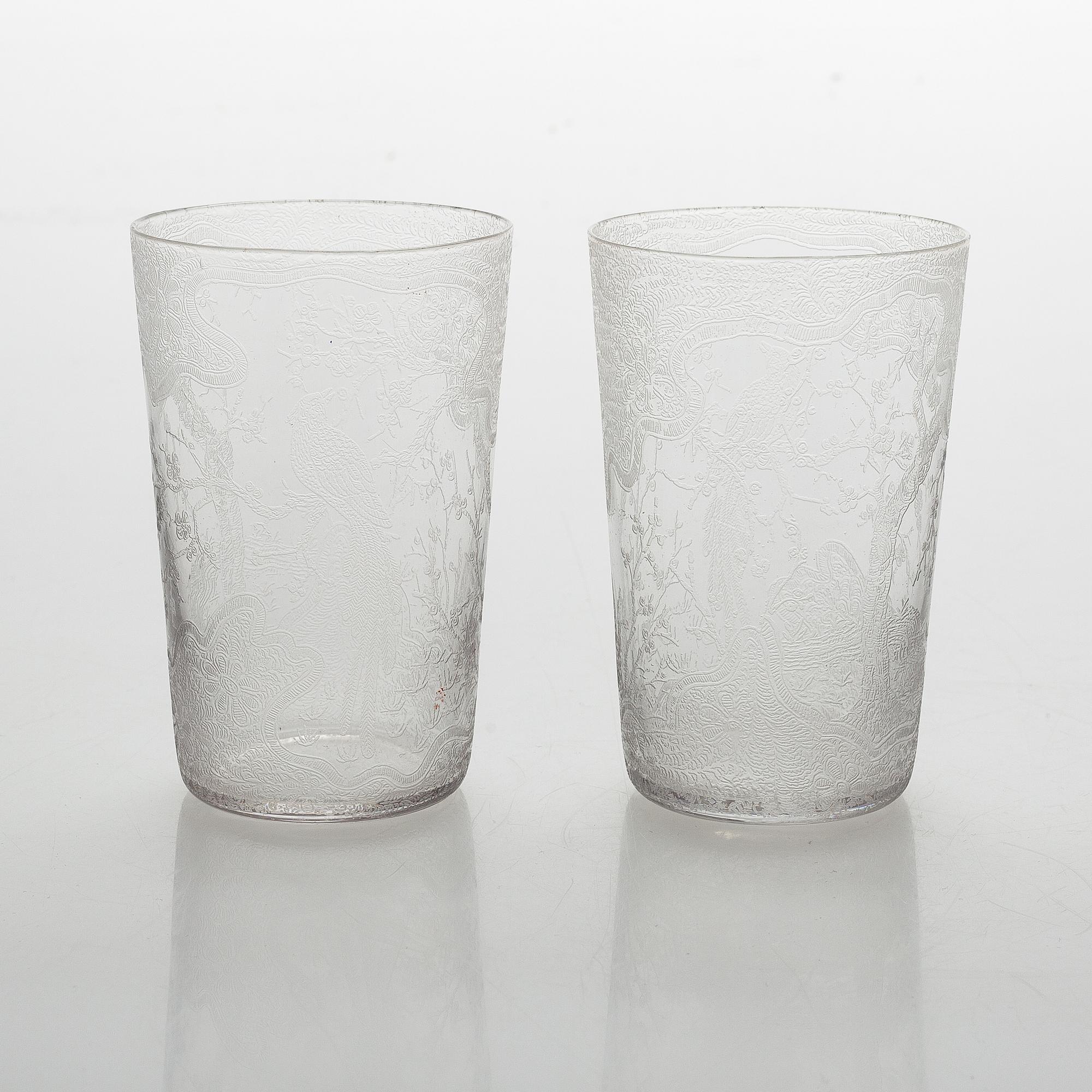 Kanna och 5 dricksglas, glas.