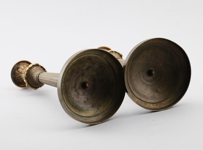 LJUSSTAKAR, 1 par, brons, senempire, Frankrike, 1800-talets första hälft.