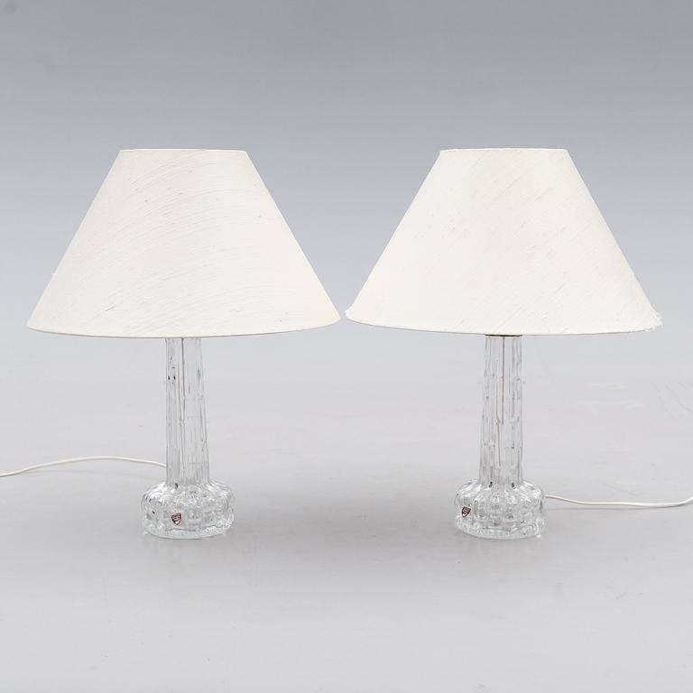 BORDSLAMPOR, 1 par, glas, Carl Fagerlund, Orrefors.