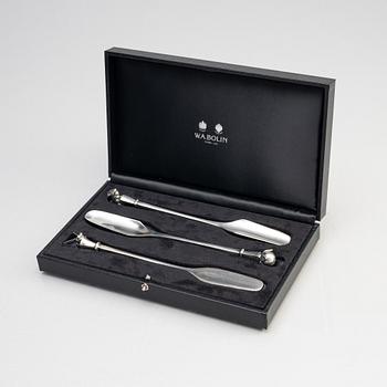 Set of three sterling silver spoons, designed by Barbro Littmarck, W.A. Bolin, Stockholm 1988-2004.
