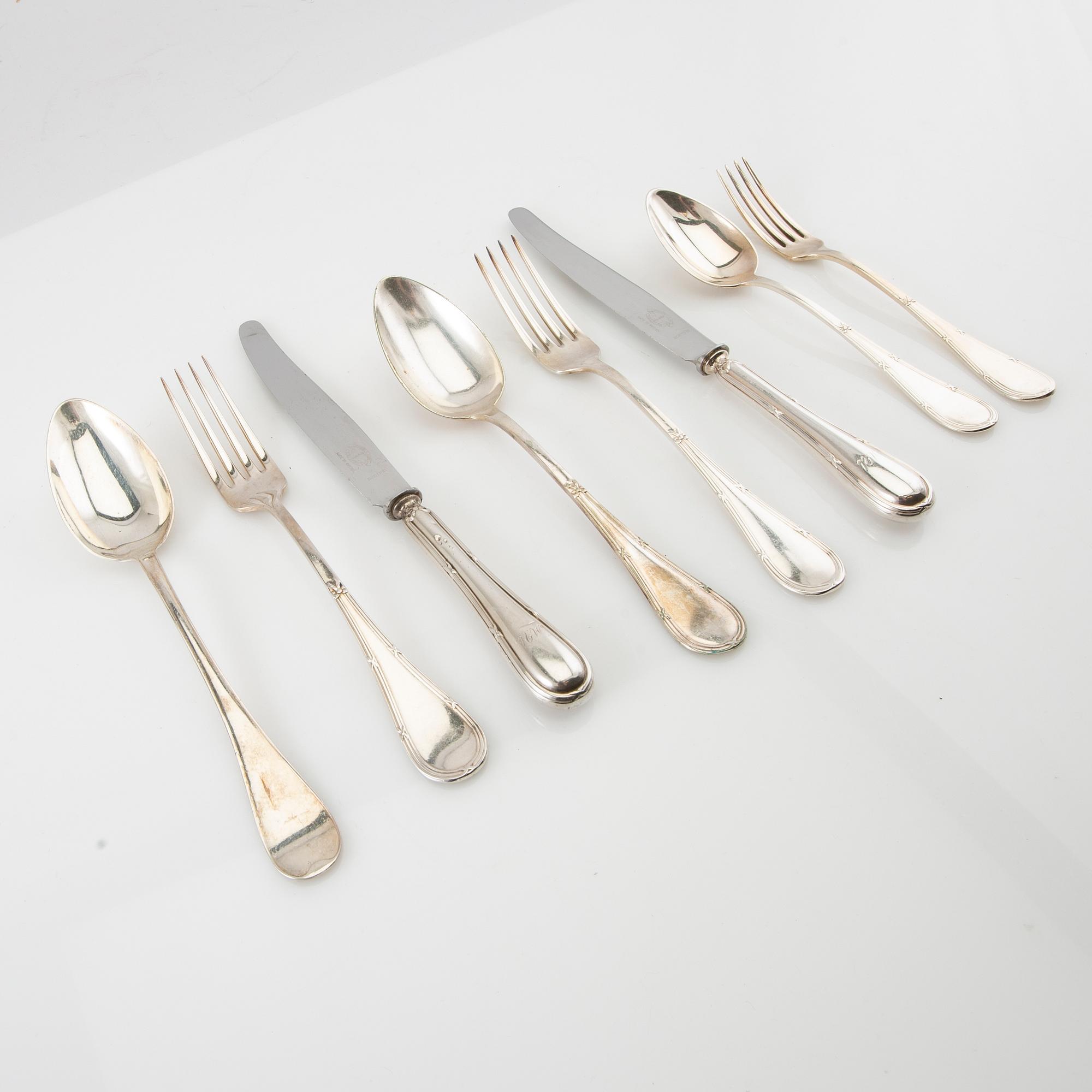 Cutlery service 72 pcs "Rosette" silver, B Erlandsson Kristianstad 1909.