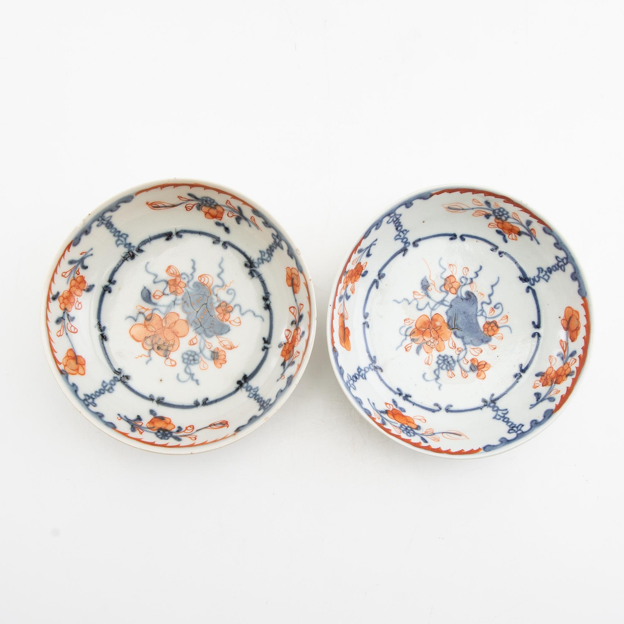 Plates 7 pcs and 1 dish, porcelain, Qianlong (1736-95), Qing dynasty.