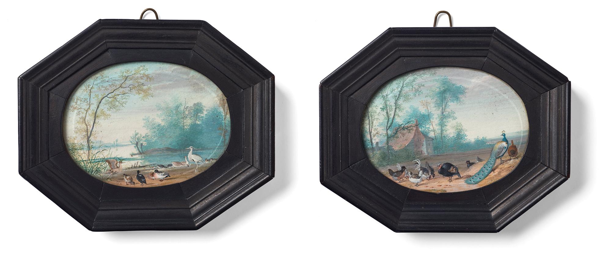 Philip Ferdinand de Hamilton Circle of, Landscapes with birds, a pair.