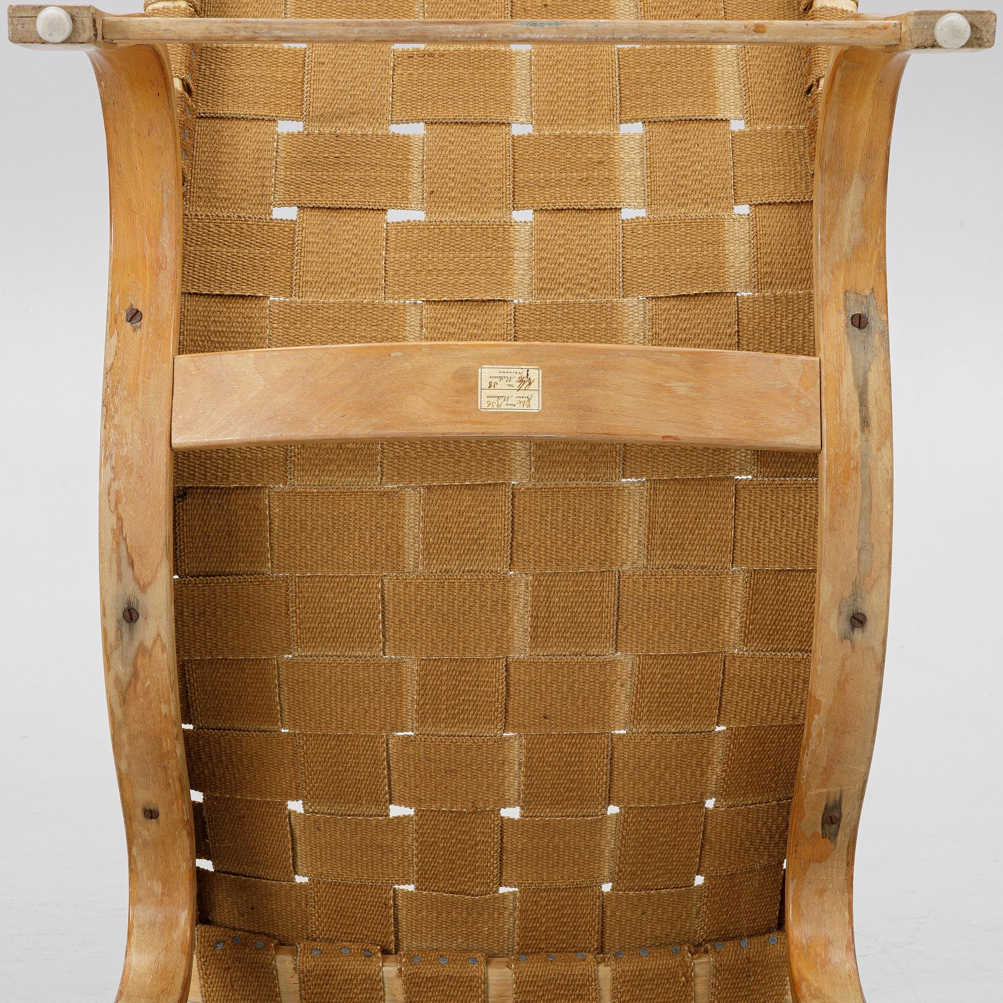Bruno Mathsson, fåtölj, "Vilstol mod. 36", Firma Karl Mathsson, Värnamo, 1938.