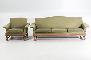 A lounge chair and one sofa, "Oxford#, Trensums Fåtöljfabrik. 1960s.