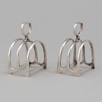 TOASTRACKS, one pair, silver, Adie Brothers, Birmingham, 1922.