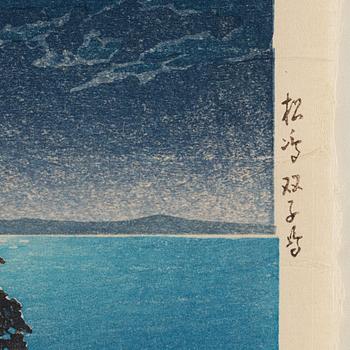 Kawase Hasui (1883-1957), Matsushima Futagojima (Futago Island, Matsushima), färgträsnitt, Japan, 1900-tal.
