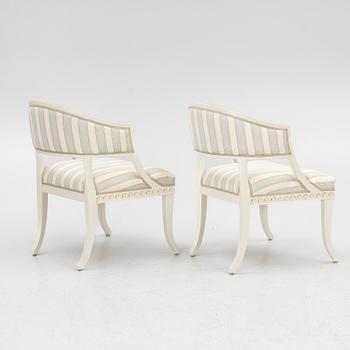 A pair of late-Gustavian armchairs, Sweden, 20th century.