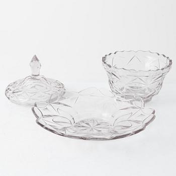 A pair of lidded glass bowls with stands, late 19th century.