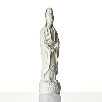 A blanc de chine figure of Guanyin, Qing dynasty, 18th century.