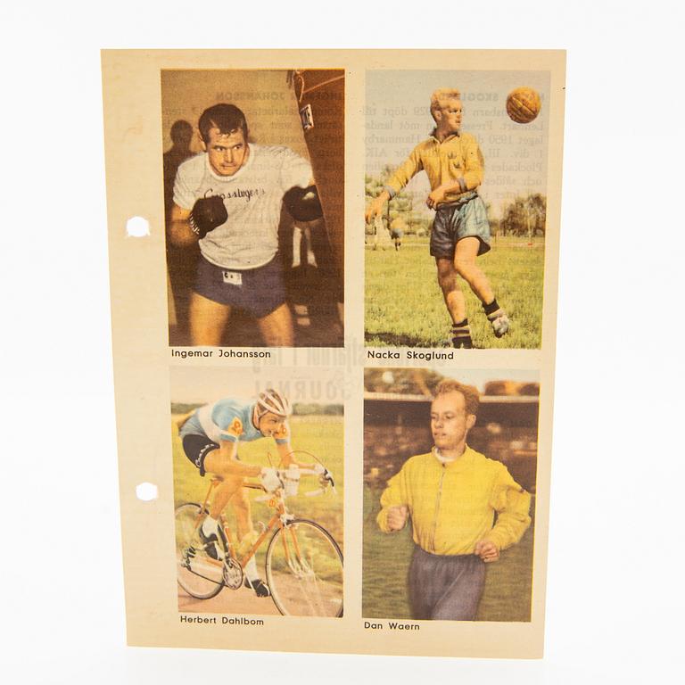 Idolkort, "Sportens stjärnor", bl a Cassius Clay, Nacka Skoglund mfl Hemmets Journal, 1960-tal.