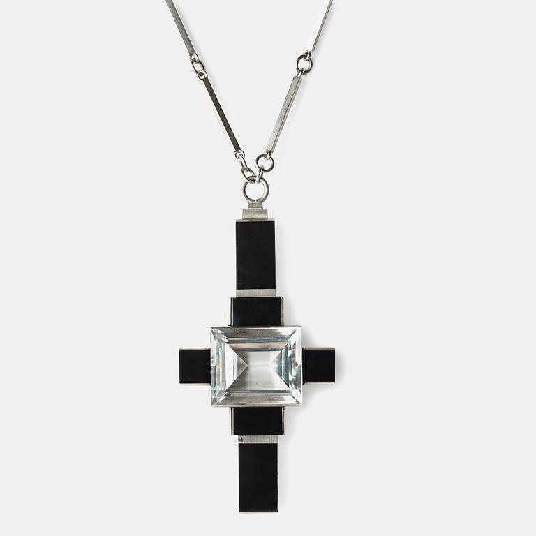 Wiwen Nilsson, A Wiwen Nilsson sterling necklace with onyx and rock crystal, Lund 1937.