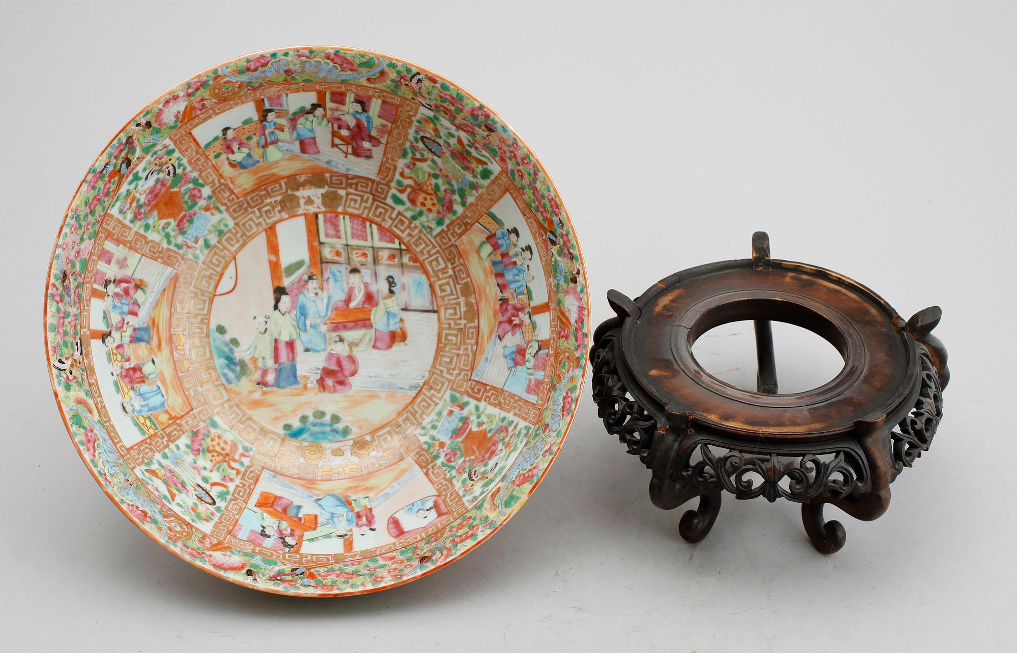 BÅLSKÅL, porslin, Kina, Kanton, 1800-tal.