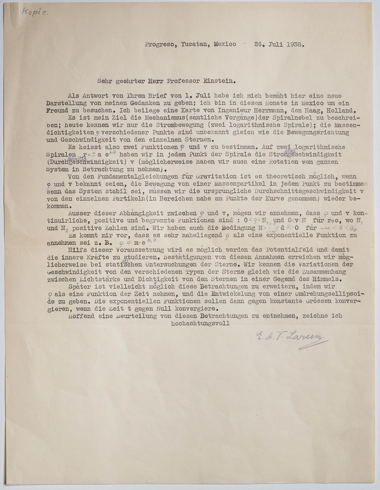 Albert Einstein (1879-1955) two letters, signed 1938.